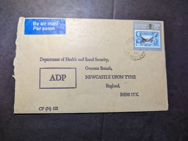 1984 British St Helena Airmail Cover Jamestown to Newcastle Upon Tyne England