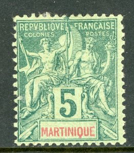 Martinique 1892 French Colony 5¢ Green Navigation & Commerce Sc #36 Mint E112