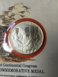 1974 1st Continental Congress BICENTENNIAL Sterling Silver MEDAL w/ COA