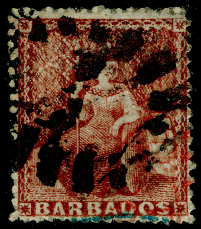 BARBADOS SG26, 4d Dull Brown-Red, USED. Cat £80.