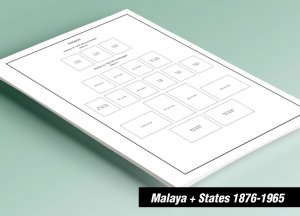  PRINTED MALAYA + MALAYA STATES 1876-1965 STAMP ALBUM PAGES (100 pages)