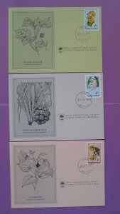 flowers Royal Horticulture Society set of 3 maximum cards Maldives 1979