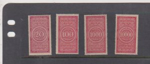 4 Germany Revenue MNH Customs Duty 20,100,1000,10000 Mark