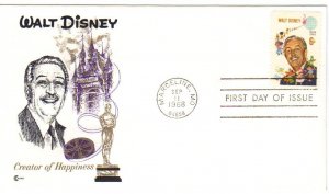 US 1355 (Me-8) 6c Walt Disney single on FDC CCC Cachet ECV $150.00