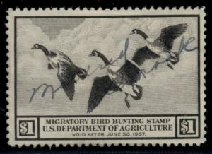 US #RW3, $1.00 Canada Geese, used, VF+, Scott $100.00