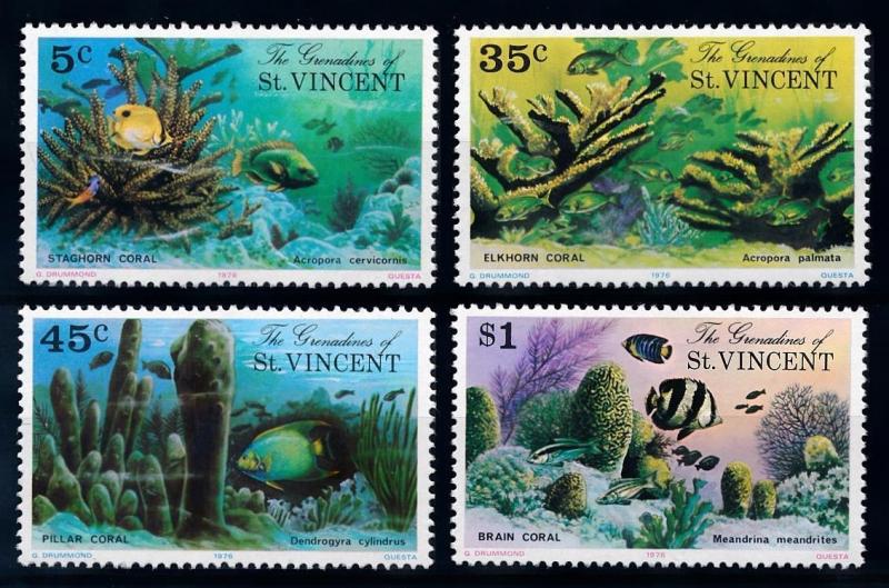 [65995] Grenadines of St. Vincent 1976 Marine Life Fish Corals  MLH