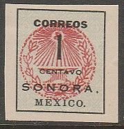 MEXICO 405, 1¢ SONORA ANVIL SEAL, NG (AS ISSUED). VF