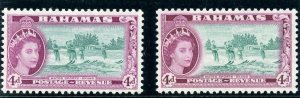 Bahamas 1954 QEII 4d in both listed shades superb MNH. SG 206, 206a.