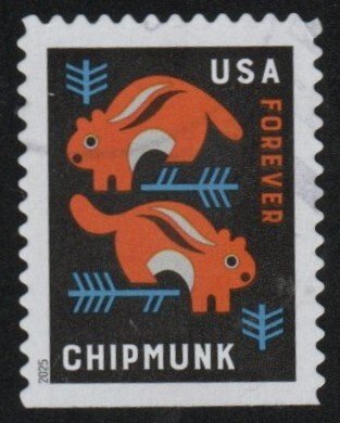 SC# 6015 - (73c) Baby Wild Animals Chipmunk used single 10 of 10 - off paper