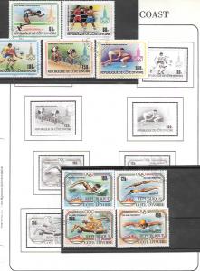 Ivory Coast #C76-79 1980 Olympics & 522-26 Los Angeles. With Album page