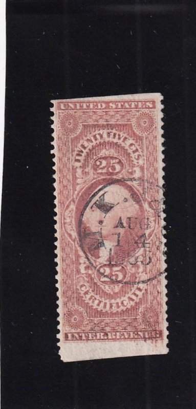 25c Certificate Tax Stamp, Sc #R44b, Used (46483)