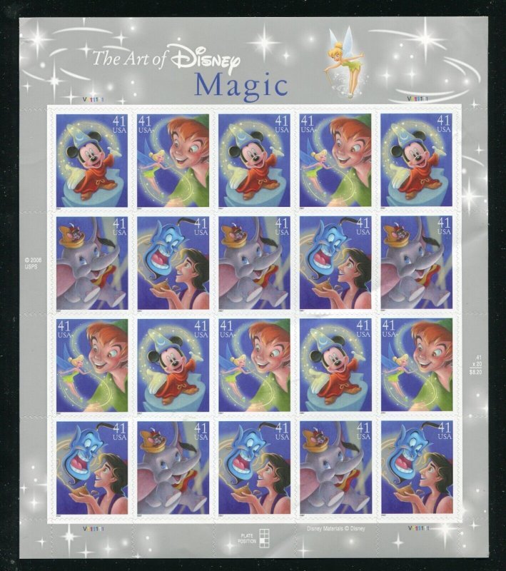 4192 - 4195 Disney Magic Sheet of 20 41¢ Stamps MNH 2006