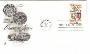 US 1369 (Me-5) 6c American Legion on FDC Artcraft Cachet Unaddressed ECV $7.00