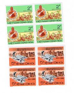 South Vietnam 1973 FARMER Tractor SC# 448-49 block of 4 MNH