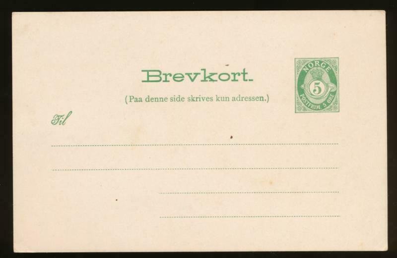 NORWAY Mi. P49 POSTAL STATIONERY POSTAL CARD 5o GREEN