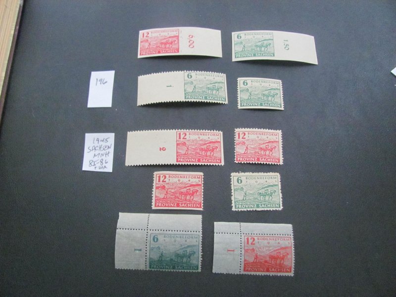 GERMANY SBZ SACHSEN 1945 MNH MI. 85-86, 90-1 SETS +VARITIES (196)