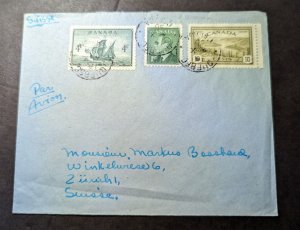 1950 Canada Airmail Cover Quebec to Zurich Switzerland