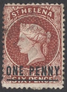 St. Helena Sc# 12 Used (a) 1871 1p on 6p Queen Victoria