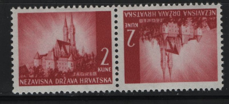 CROATIA  35a MINT HINGED TETE BECHE PAIR  ISSUES