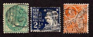 New South Wales-1899-SC 102,104&106-Used-Victoria&Arms