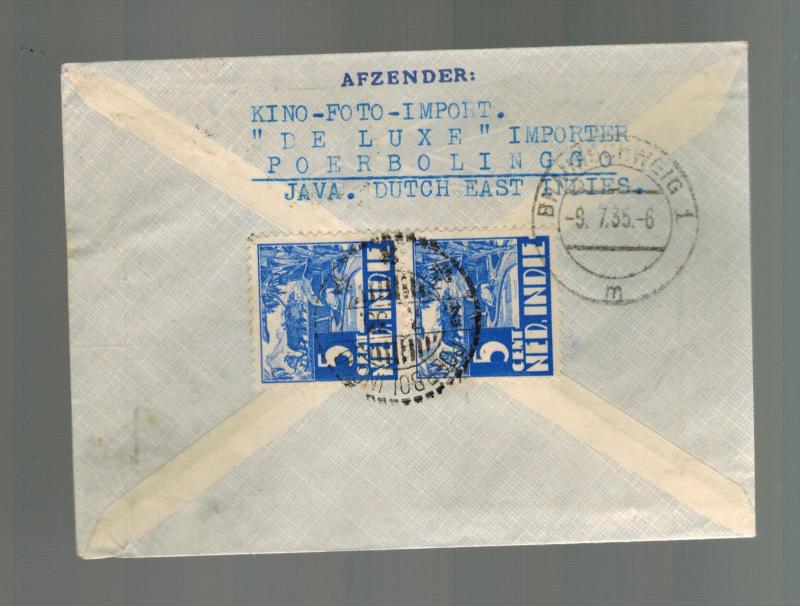 1935 Java Netherlands Indies Airmail Cover to Braunschweig Germany Multi Franked