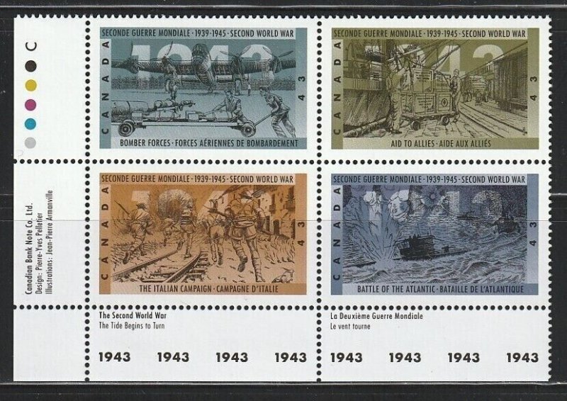 CANADA SC#1506a SECOND WORLD WAR 1943 LL BLOCK (1993 ) MNH