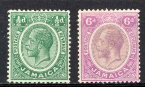 Jamaica Sc# 101-102 MH 1921-1927 King George V