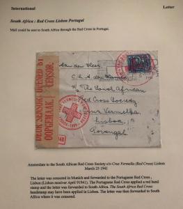 1941 Amsterdam Holland Censored Cover To South Africa Red Cross Lisbon Portugal