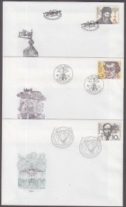 SLOVAKIA Sc # 196-8 FDC SET of 3 FAMOUS SLOVAKS incl the RABBI the CHATAM SOFER