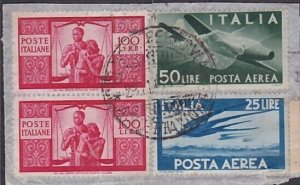 ITALY 1947 high values fine used on piece..................................A6062