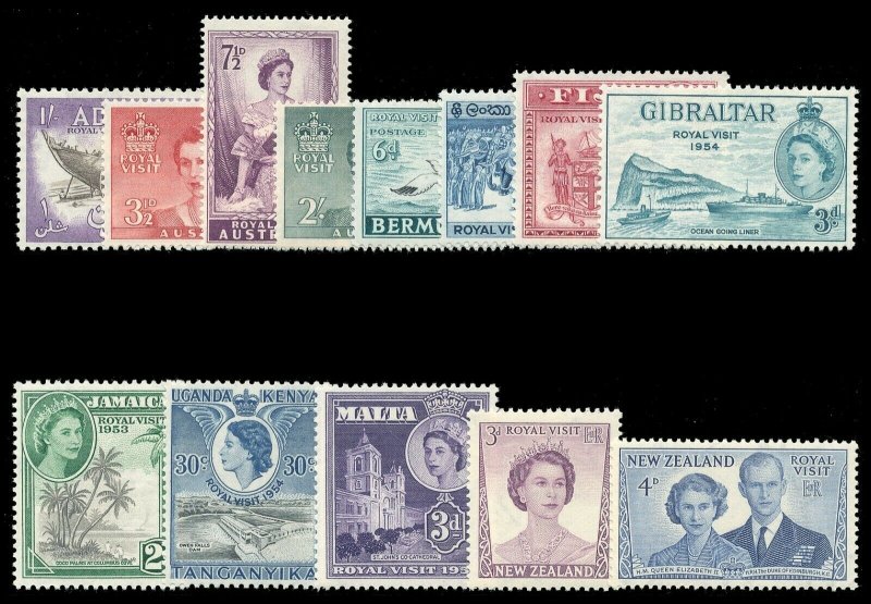 1953-54 QEII Royal Visit omnibus complete set of 13 stamps all superb MNH.
