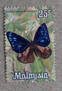 Malaysia 1970 25c Butterflies and flowers, used. Scott 66, CV $0.25. SG 64