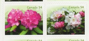 RHODODENDRONS = Back Booklet Page of 5 w/ 5 Stickers Canada 2009 #2319-2320 MNH