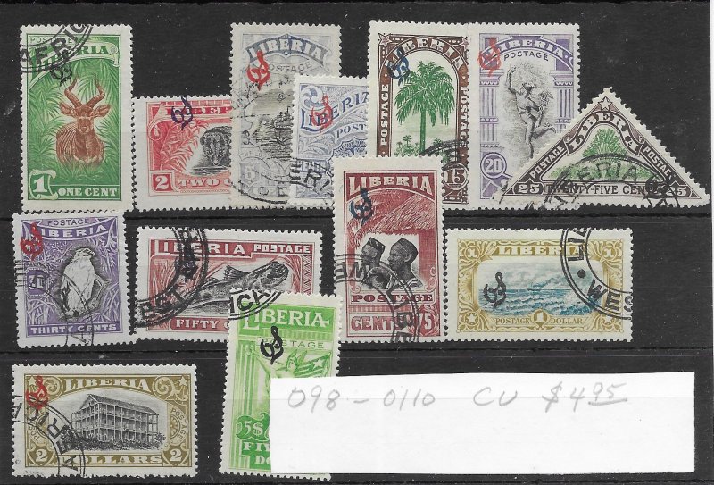 Liberia #O98-O110 Used - Set - CAT VALUE $4.95