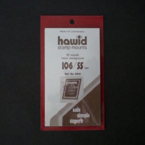 Hawid Stamp Mount 106/55 mm - BLACK - Pack of 20 (106x55 106 mm)  PRECUT  6204