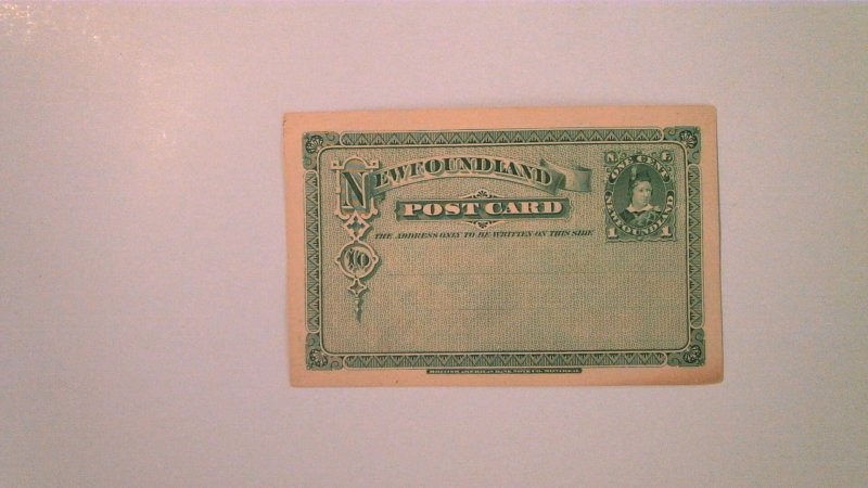 EARLY NEWFOUNDLAND POSTAL CARD MINT ENTIRE