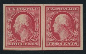 USA 344 - Two cent Washington Imperf Line Pair - VF/XF Mint never hinged