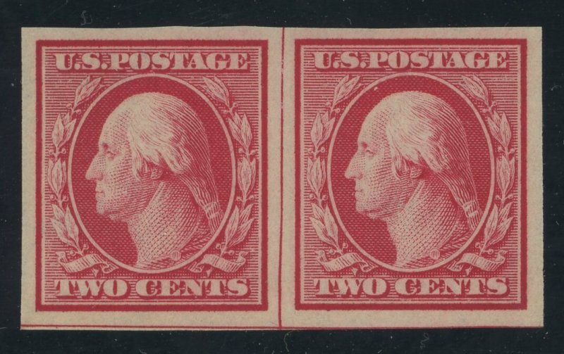 USA 344 - Two cent Washington Imperf Line Pair - VF/XF Mint never hinged