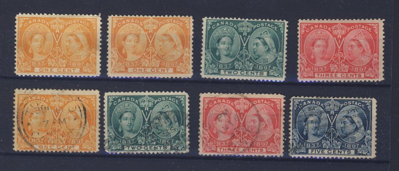 8x Canada Victoria Jubilee Stamps 4x MH #51x2-52-53 4x Used Guide Value = $98.00