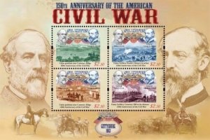 SAINT KITTS 2011 - AMERICAN CIVIL WAR 150TH ANNIVERSARY SHEET OF 4 STAMPS MNH