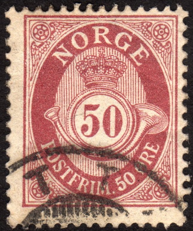 1901, Norway 50ö, Posthorn, Used, Sc 57