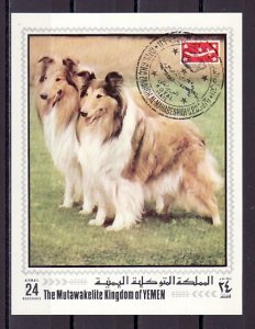 Yemen, Kingdom, Mi cat. 1006, BL202 A. Collie Dogs s/sheet.