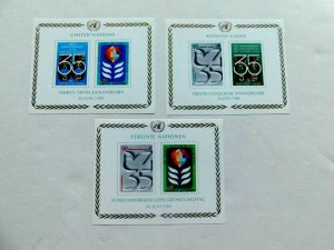 United Nations #324-NY, #95-Geneva, #14-Vienna, Mint/OG/NH/VF S/S 1980, Anniv UN