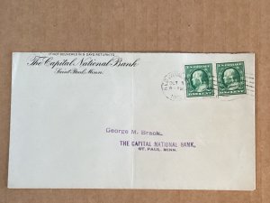 1912 Red Wing Minnesota Scott #392 coil pair on cover Scarce Catalog Value $145