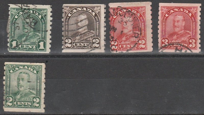 #179,181,182,183,161 Canada Used George V Coils