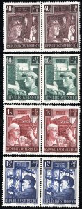 Austria Stamps # B273-6 MLH XF Pairs Scott Value $112.00