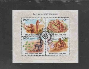 COMORO ISLANDS 2010 PREHISTORIC MAN MINT VF NH O.G CTO M/S (CO9)