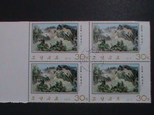 KOREA-1975- SC#1335-PAINTING-MT.PAEKGUM CTO LARGE JUMBO STAMP BLOCK VERY FINE