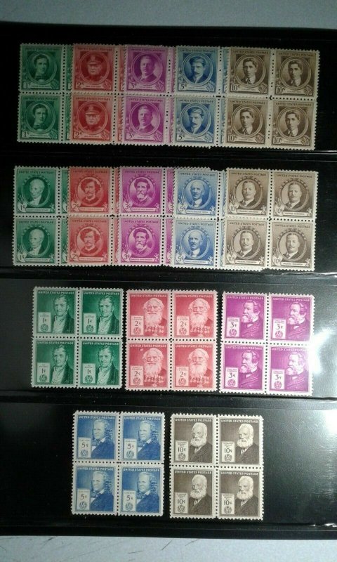  US #889-93 MNH Famous Americans complete set of block e206 9749