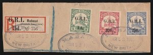 NEW GUINEA - GRI 1915 Registered cover piece Yacht & registration 3d label.